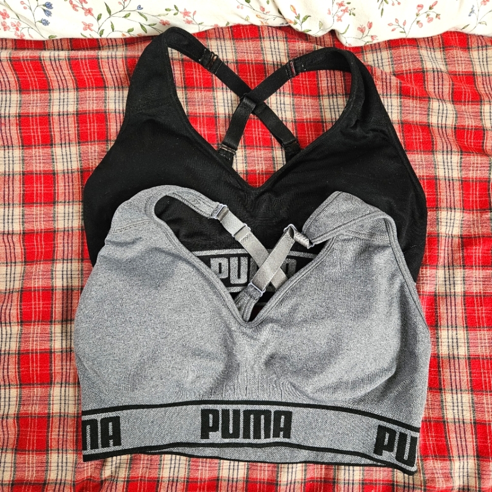 Women's Medium Gray and Black Sports Bras Set of 2